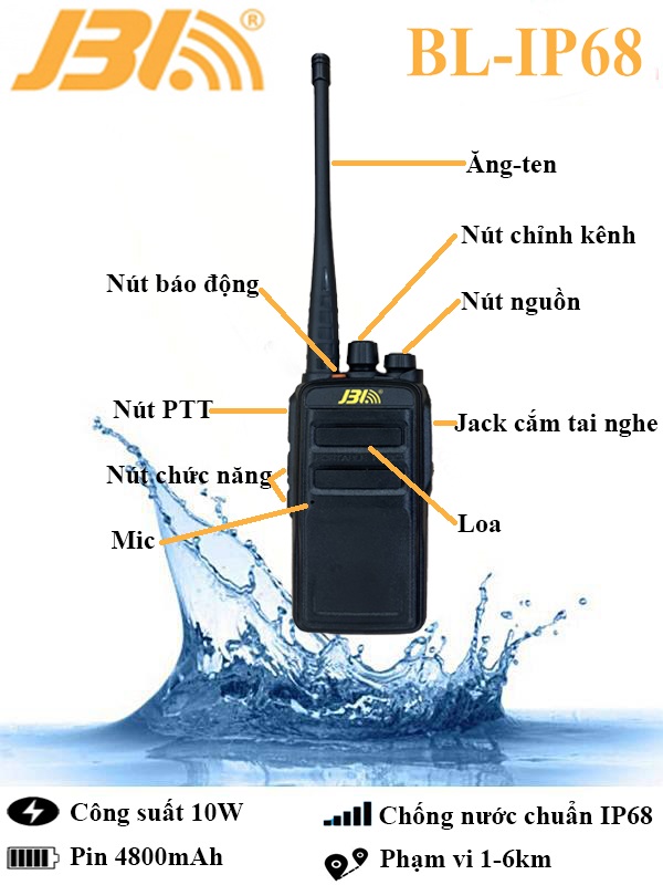 Bộ đàm liên lạc cầm tay bl ip-68